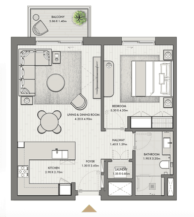 Type 1C - building 1 - 1br