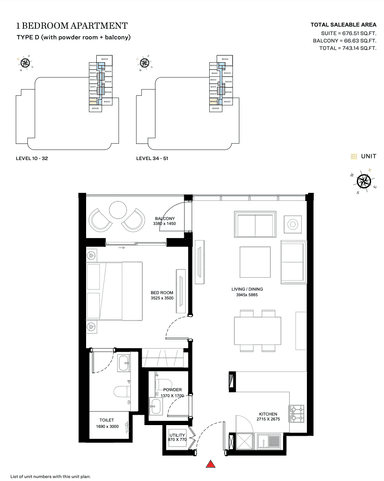 Type D (With Powder Room + Balcony) - Tower B - 1BR