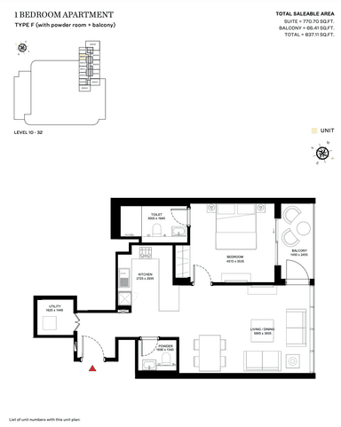 Type F (With Powder Room + Balcony) - Tower B - 1BR