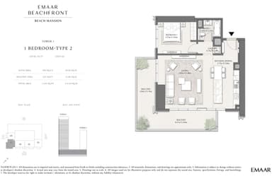 Tower 1 Type 2, Level P2-P7, unit 04-1 Bedroom Apartment
