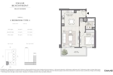 Tower 2 Type 1, Level P2-P7, Unit 01-1 Bedroom Apartment