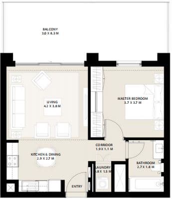 Type 1 - Building 2 - 1BD -1