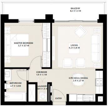Type 1.6 Building 2 - 1BD -7