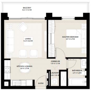 Type 1.5 Building 2 - 1BD -6