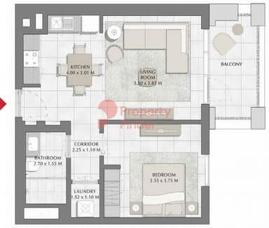 Building 1, Level 2,3,4-1 Bedroom Apartment
