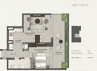 1 Bedroom Apartment