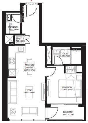 Type B (with powder room + balcony) Tower B - 4
