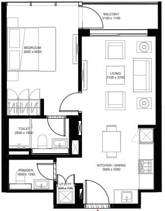Type A (with powder room + balcony) Tower C - 2