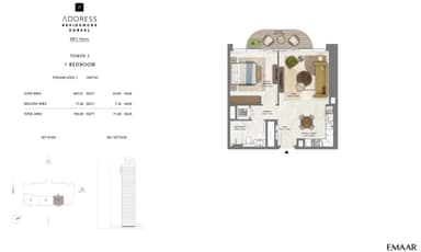 Unit 2, Podium Level 1 - Tower 3 - 1BR ( A3 )