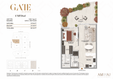 Type D106- 1 BHK | Gate D