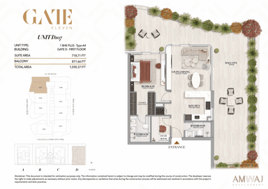 Type D107- 1 BHK Plus | Gate D