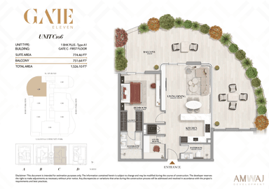Type C106 - 1 BHK Plus | Gate C