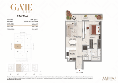 Type B208 - 1 BHK | Gate B