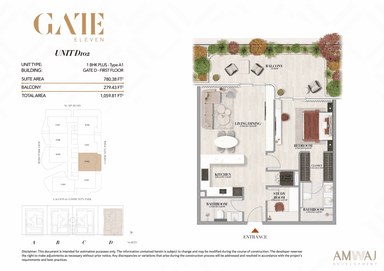 Type D102 - 1 BHK Plus | Gate D
