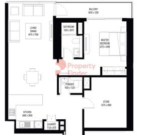 Tower B _ Type E (with Balcony) 1BD