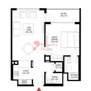 Tower B _ Type A (with Balcony) -Variant 1 1BD