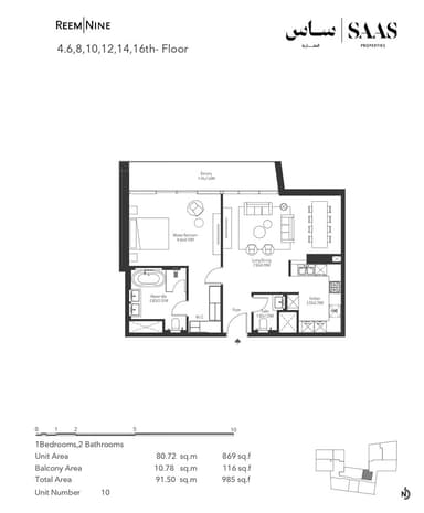 4,6,8,10,12,14,16th Floor, Unit 10 1BD