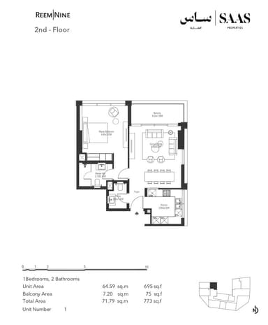 2nd Floor, Unit 1 1BD