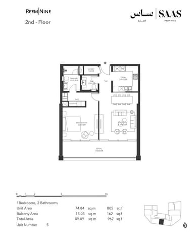 2nd Floor, Unit 5 1BD