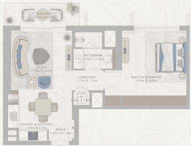 Type 7- Tower 1 1 bed