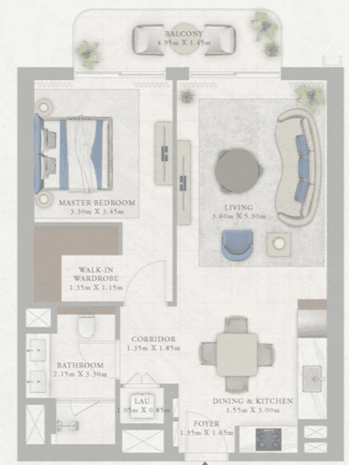 Type 6-Tower2 1 bedr
