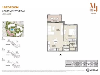 Building 2 - Type A1 - Unit 606, 706, 806 - 1BD